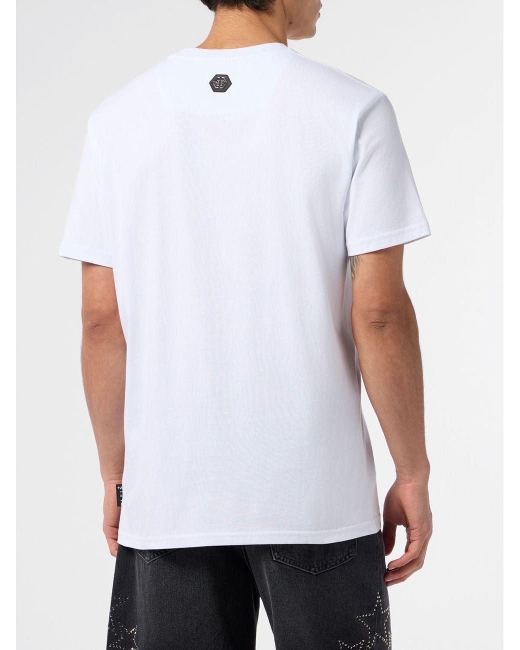 Philipp Plein White Skull T-Shirt With Rhinestones for men