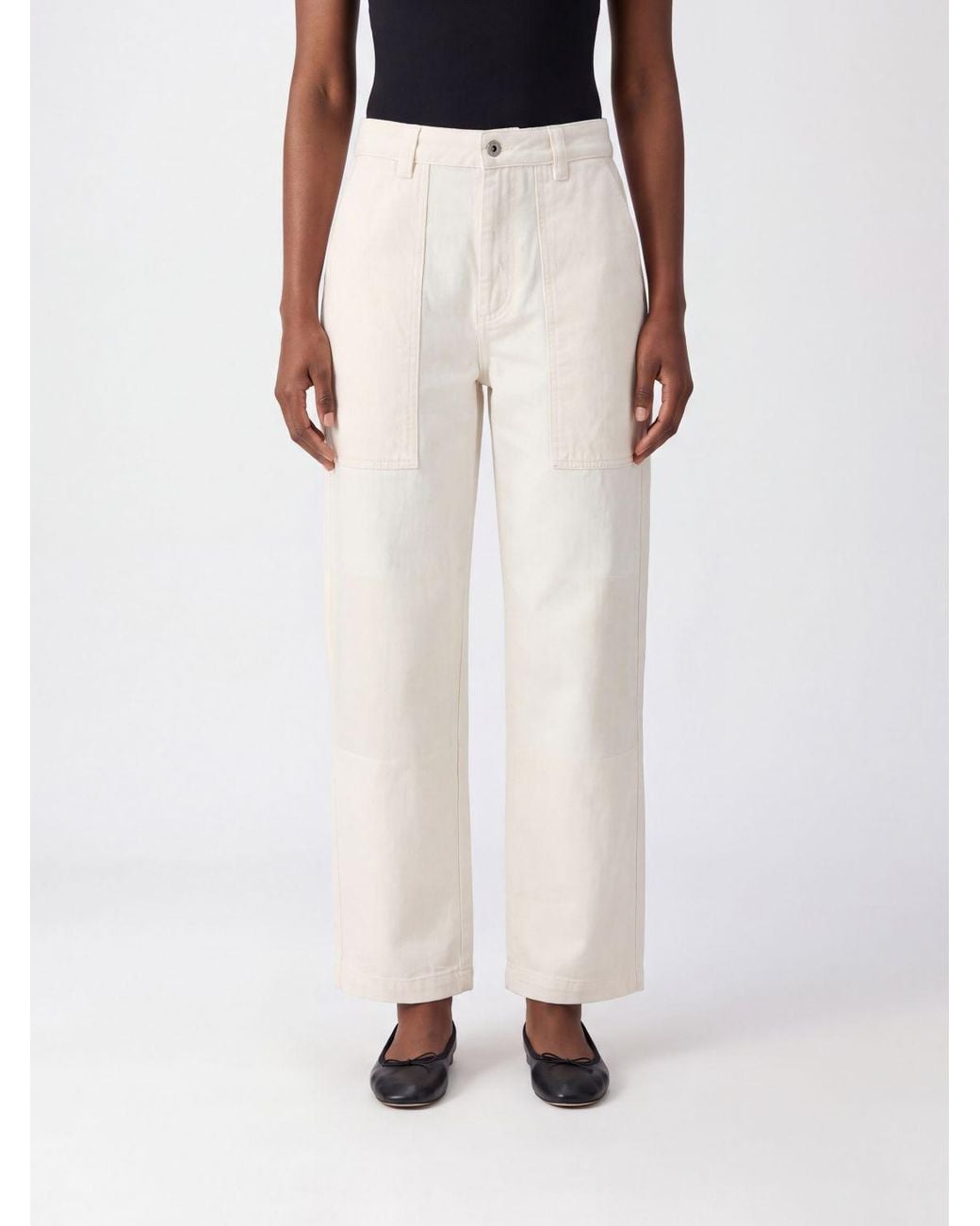 Soeur White Mid-Rise Straight-Leg Pure Cotton Trousers