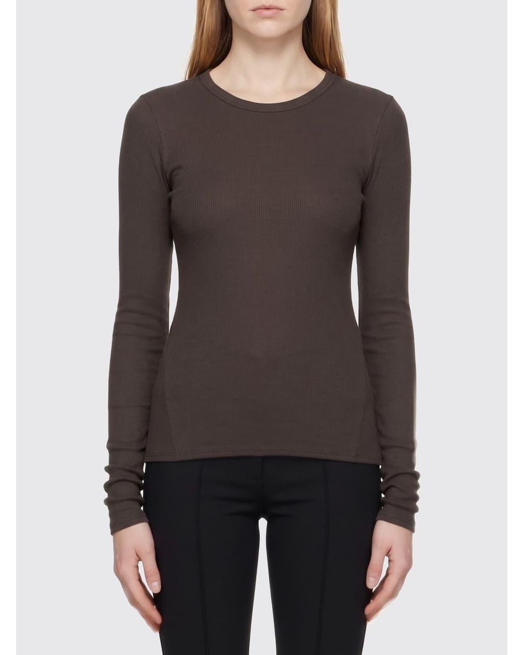 Rick Owens Black Long-Sleeved Slim Fit Cotton T-Shirt