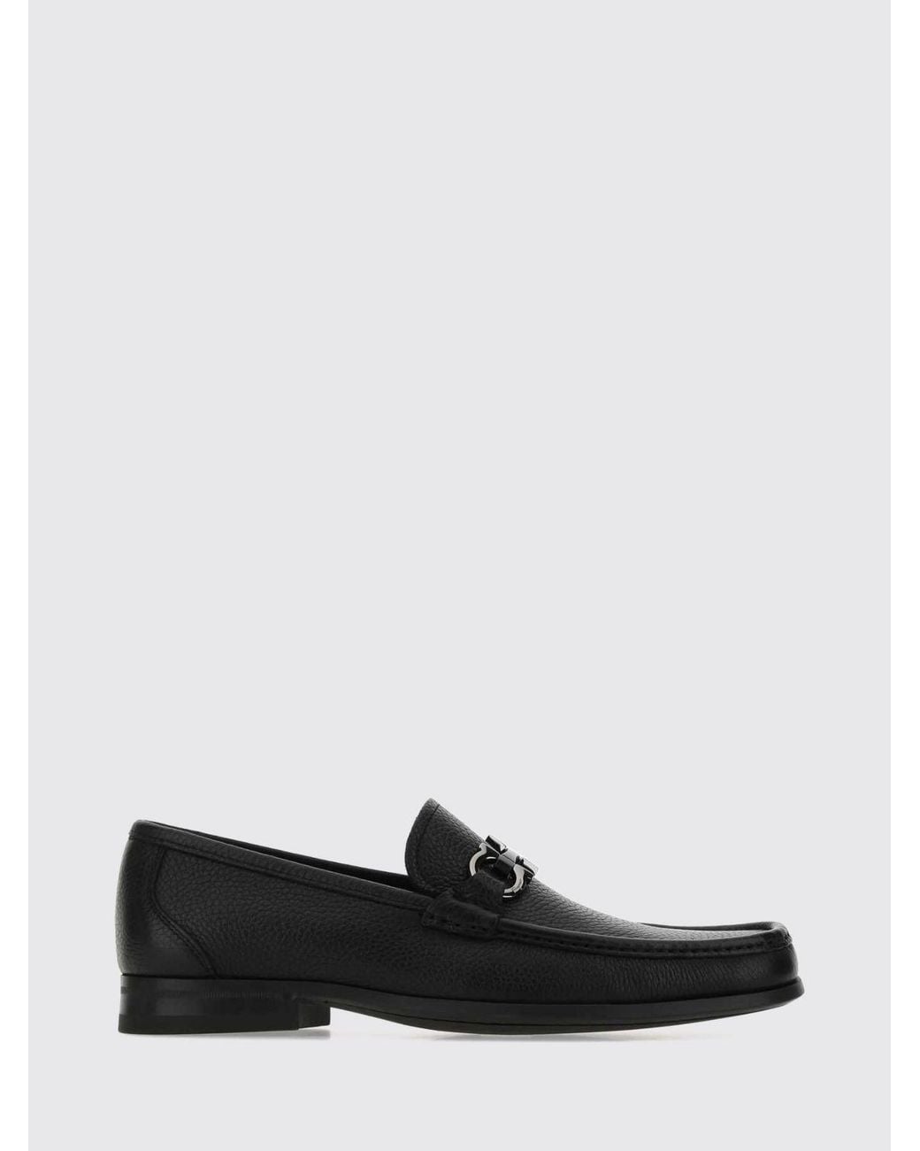 Ferragamo White Pebbled Calfskin Loafers With Gancini Horsebit Detail for men