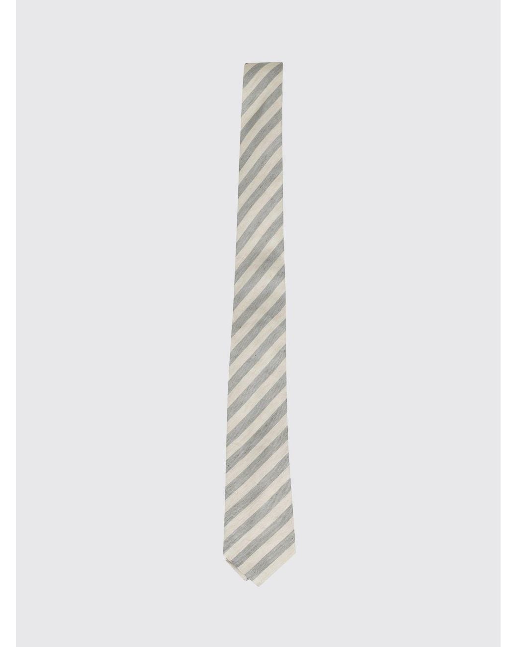 Tagliatore White Regimental Linen And Silk Tie for men