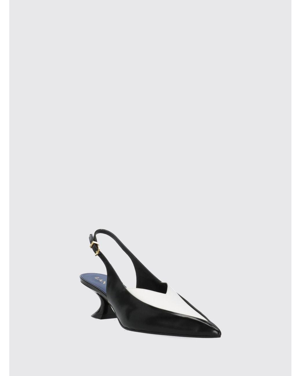 Lanvin Black Zweifarbige Nappaleder-Slingback-Pumps Von Mit Geschwungenem Absatz