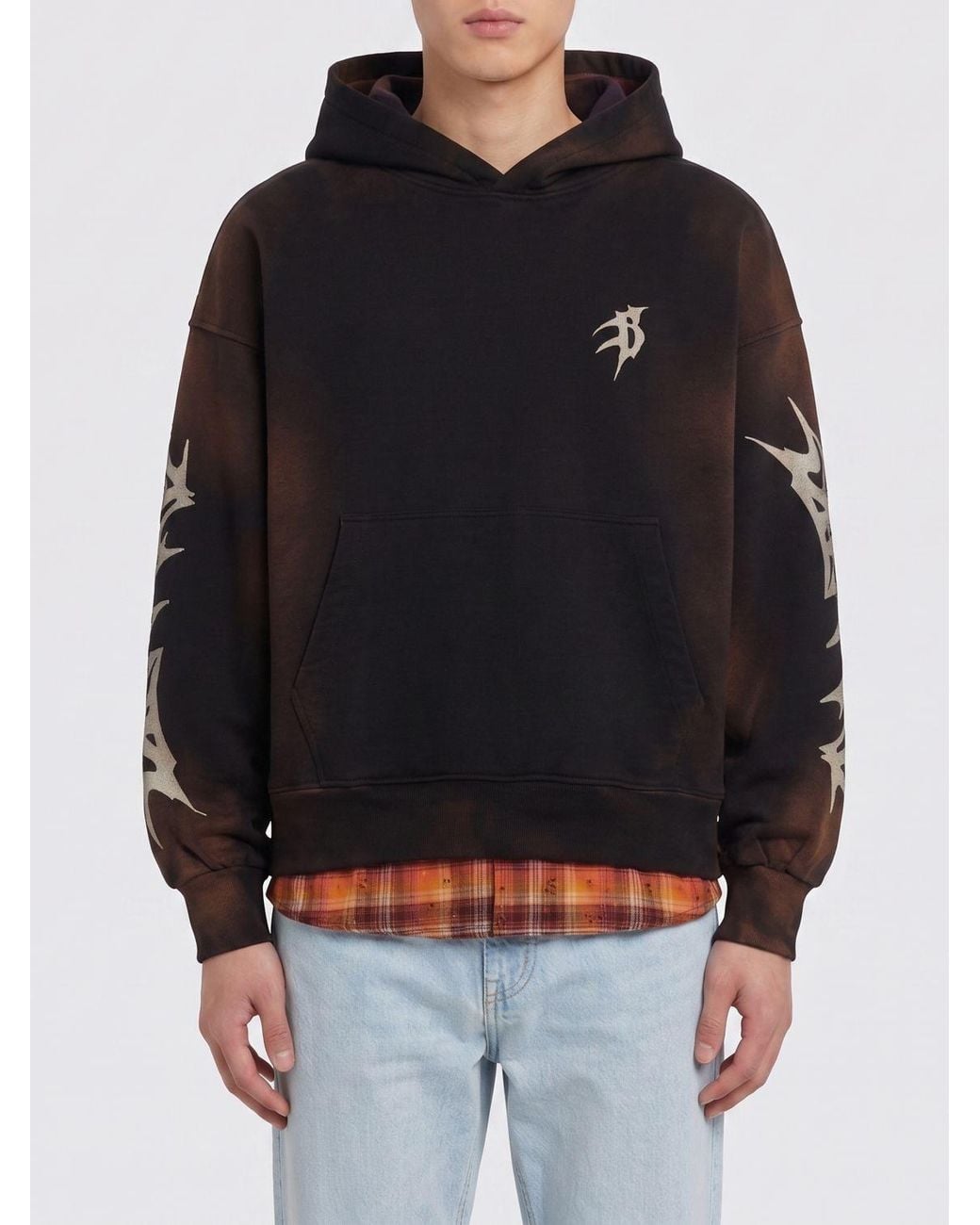 Barrow Black Cotton Hoodie With Logo Print for men