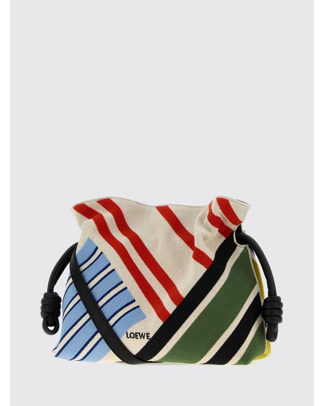 Loewe Blue Flamenco Striped Jacquard Cotton Canvas Clutch With Knot