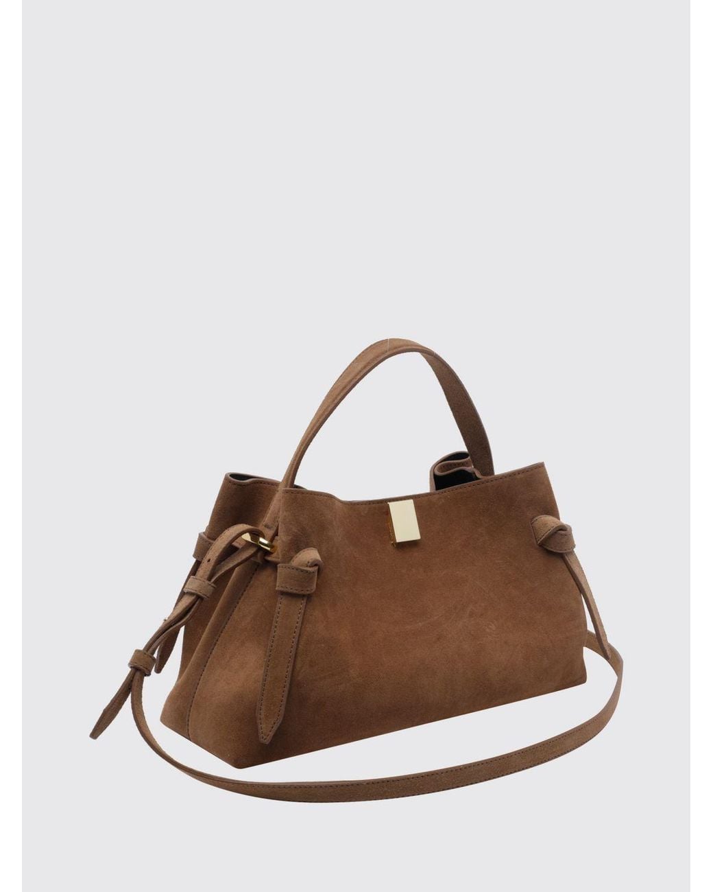 Yuzefi Brown Flared Suede Calfskin Leather Handbag