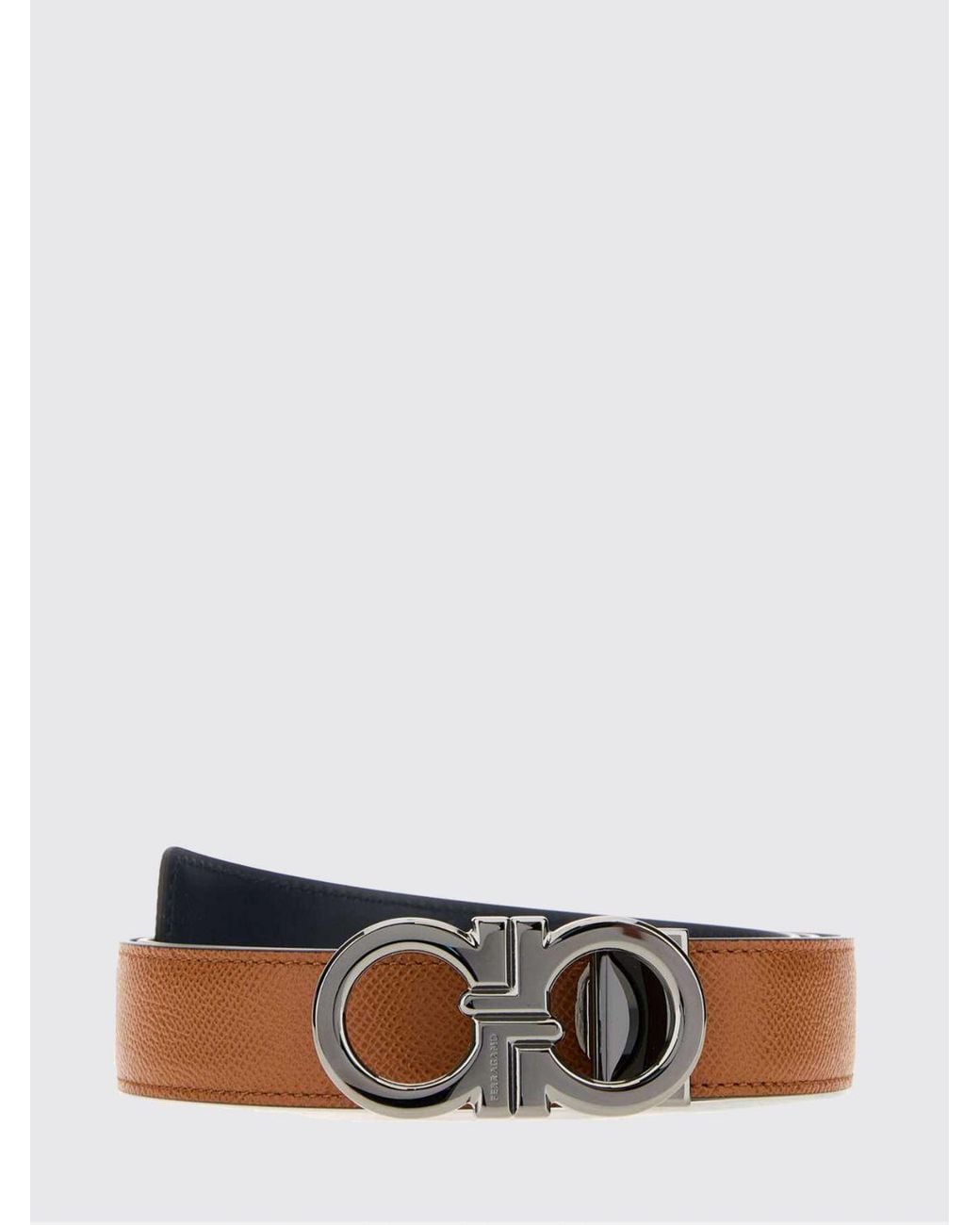 Ferragamo White Reversible Leather Belt With Gancini Buckle for men