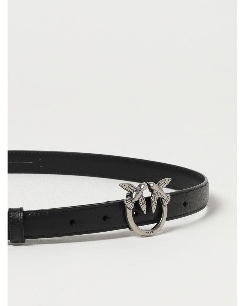 Pinko White Love Birds Leather Belt
