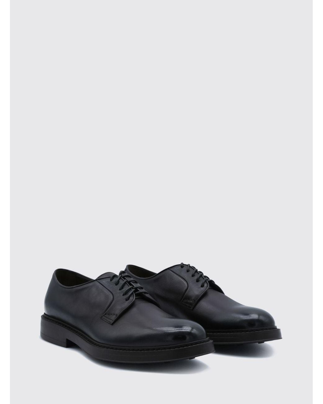 Doucal's White Smooth Calfskin Leather Derby Shoes With A Round Toe for men