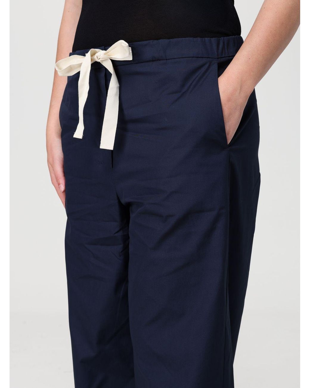 Max Mara Blue Cotton Wide-Leg Trousers