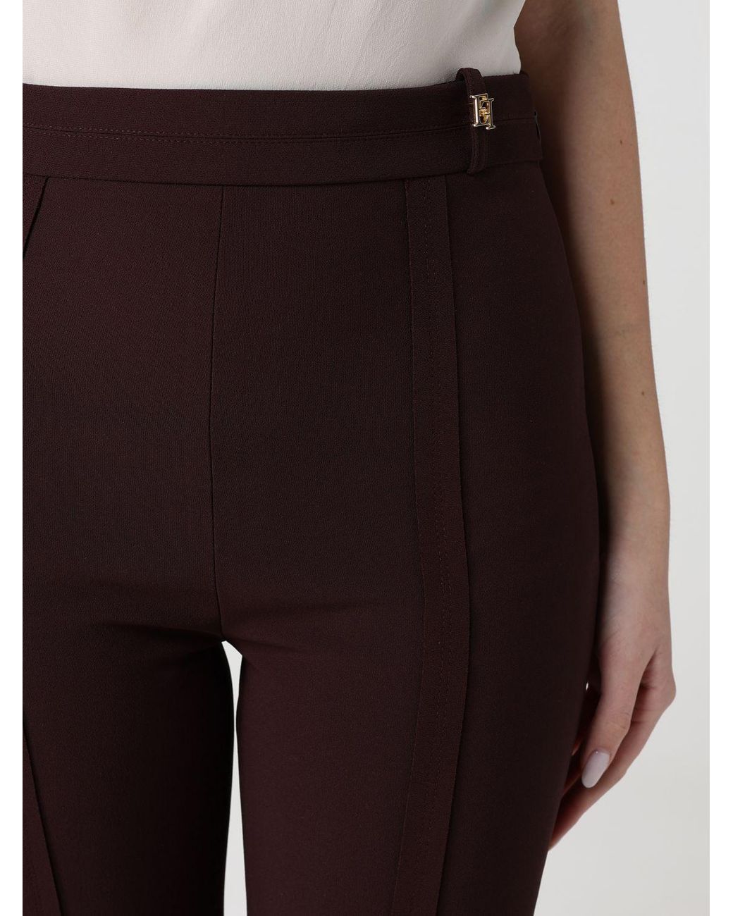 Elisabetta Franchi Brown Crepe Trousers