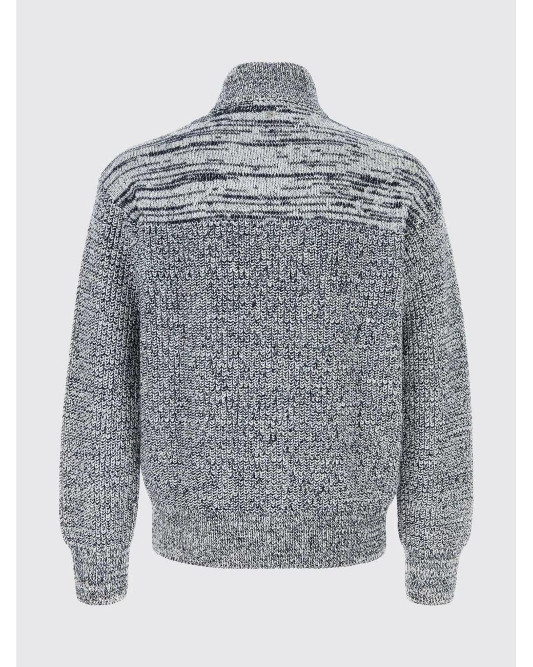 Ferragamo Blue Turtleneck Zip-Up Cardigan for men