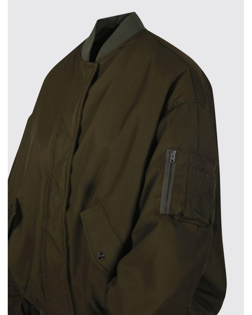 Herno Brown Cropped Polyester Bomber Jacket With Dropped Shoulders And Elasticated Trim