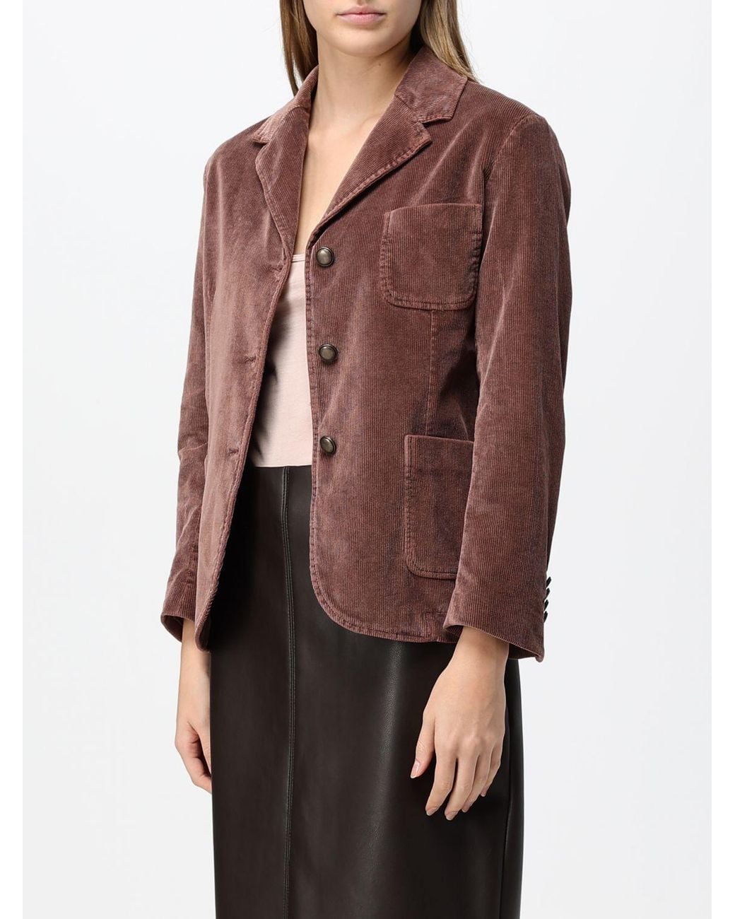 Circolo 1901 Red Single-Breasted Velvet Blazer With Peak Lapels And Patch Pockets