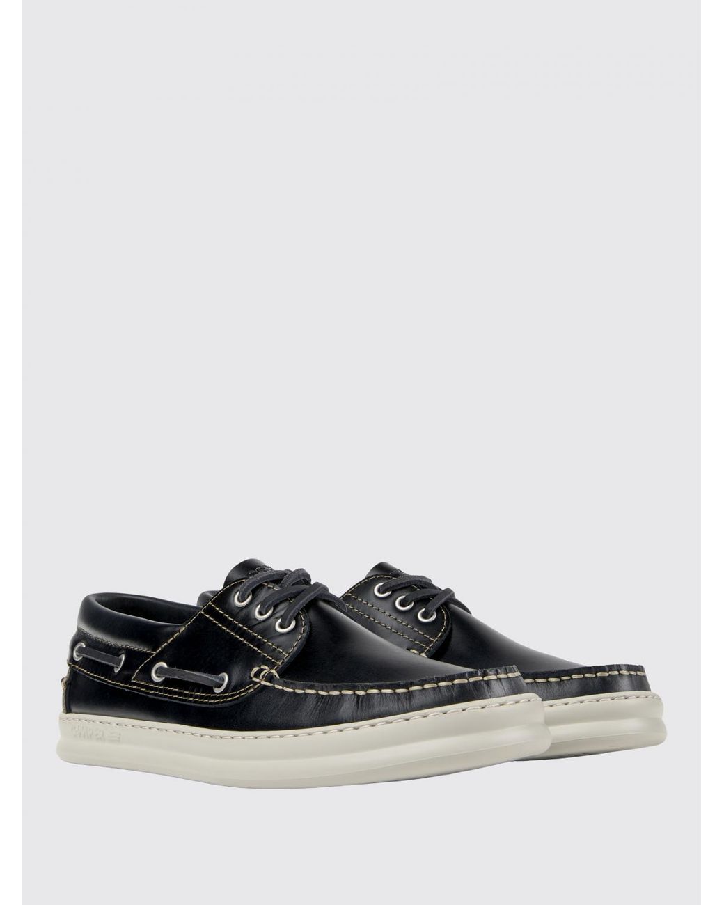 Camper Black Runner Leather Boat Loafers for men