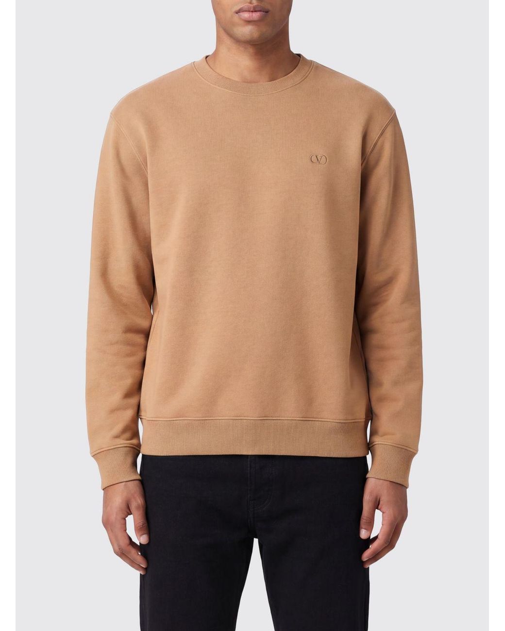 Valentino Blue Crewneck Cotton Sweatshirt With Long Sleeves for men