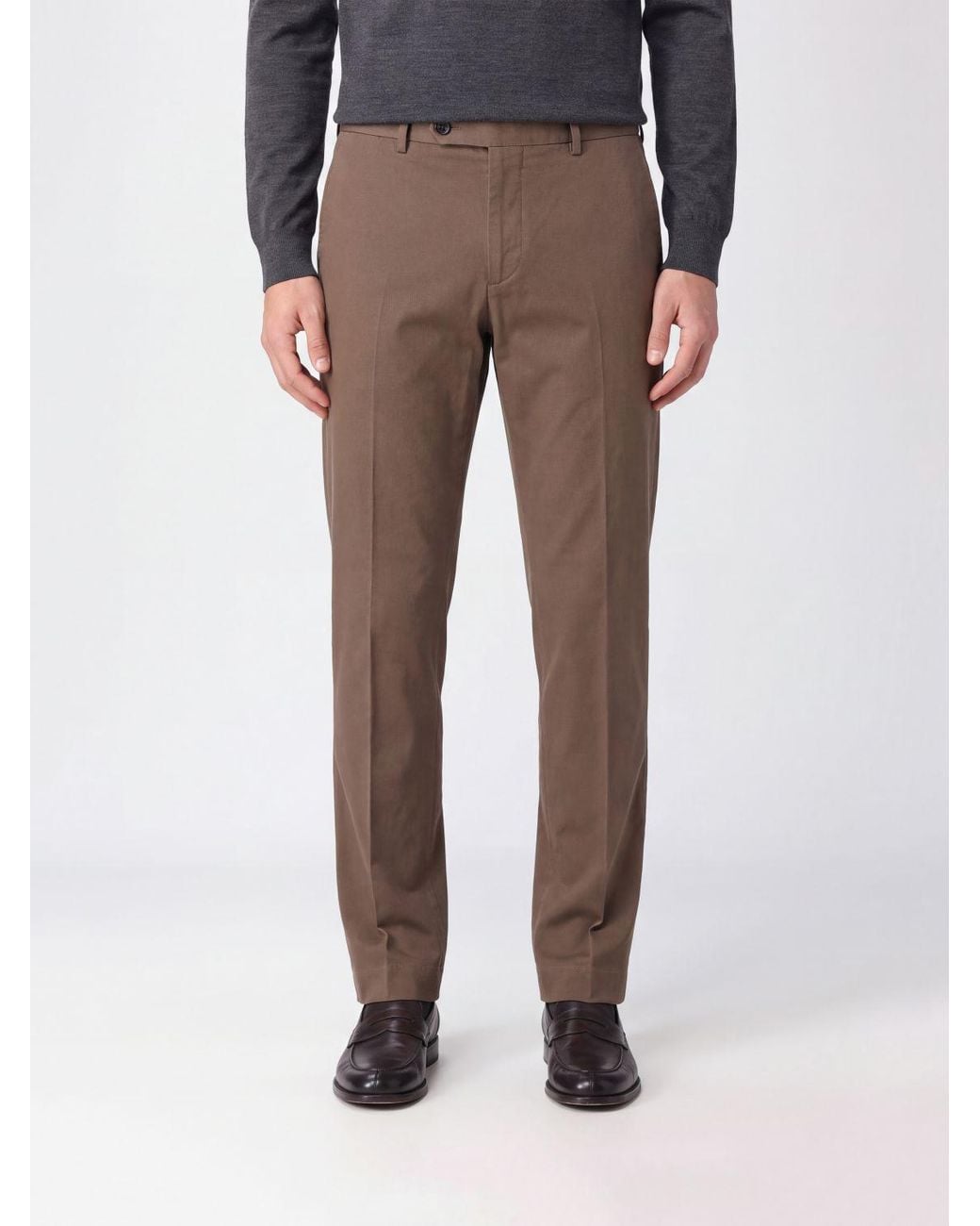 Slowear Gray Slim Fit Stretch Cotton Tailored Trousers for men