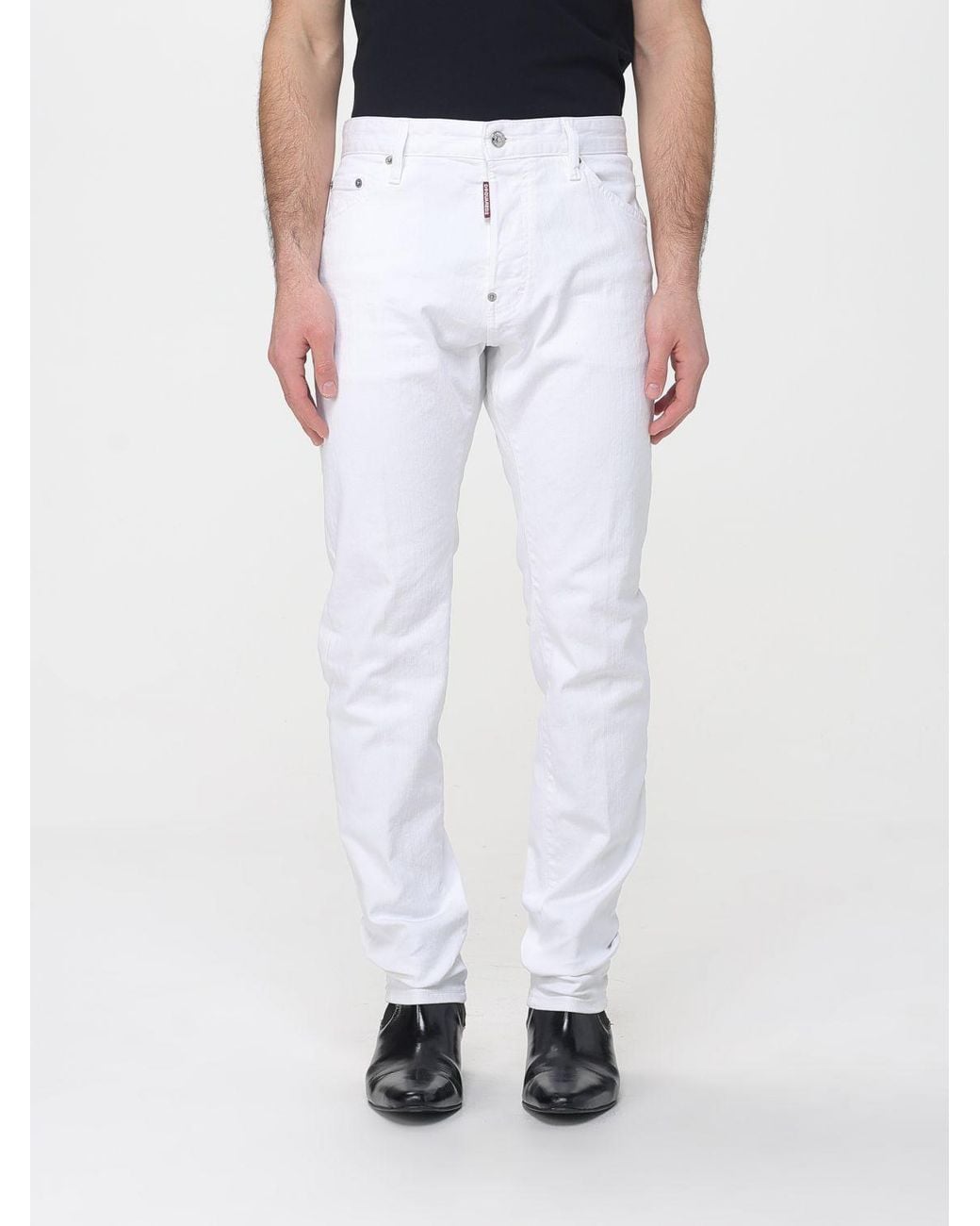 DSquared² White Dyed Teddy Stretch Denim Jeans for men
