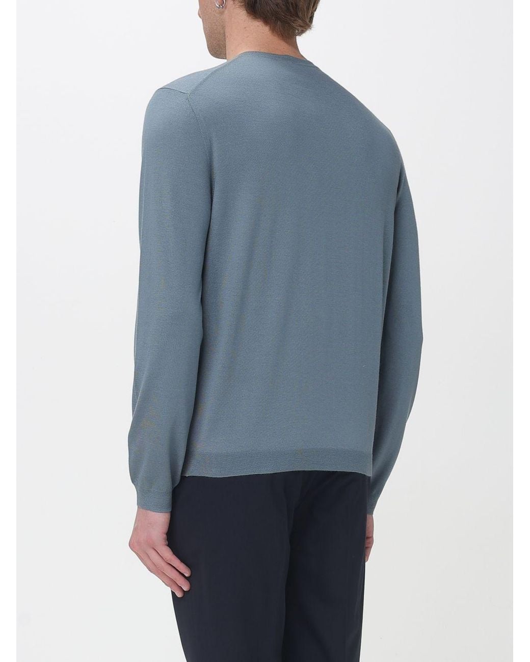 Giorgio Armani Blue Cashmere Crew-Neck Pullover for men