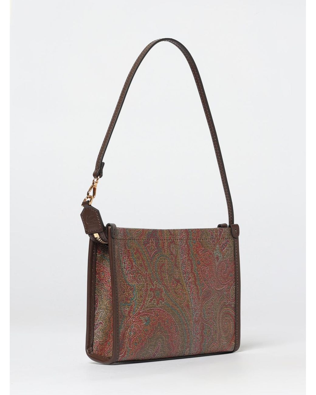 Etro Brown Arnica Pegaso Coated Cotton Paisley Jacquard Pouch