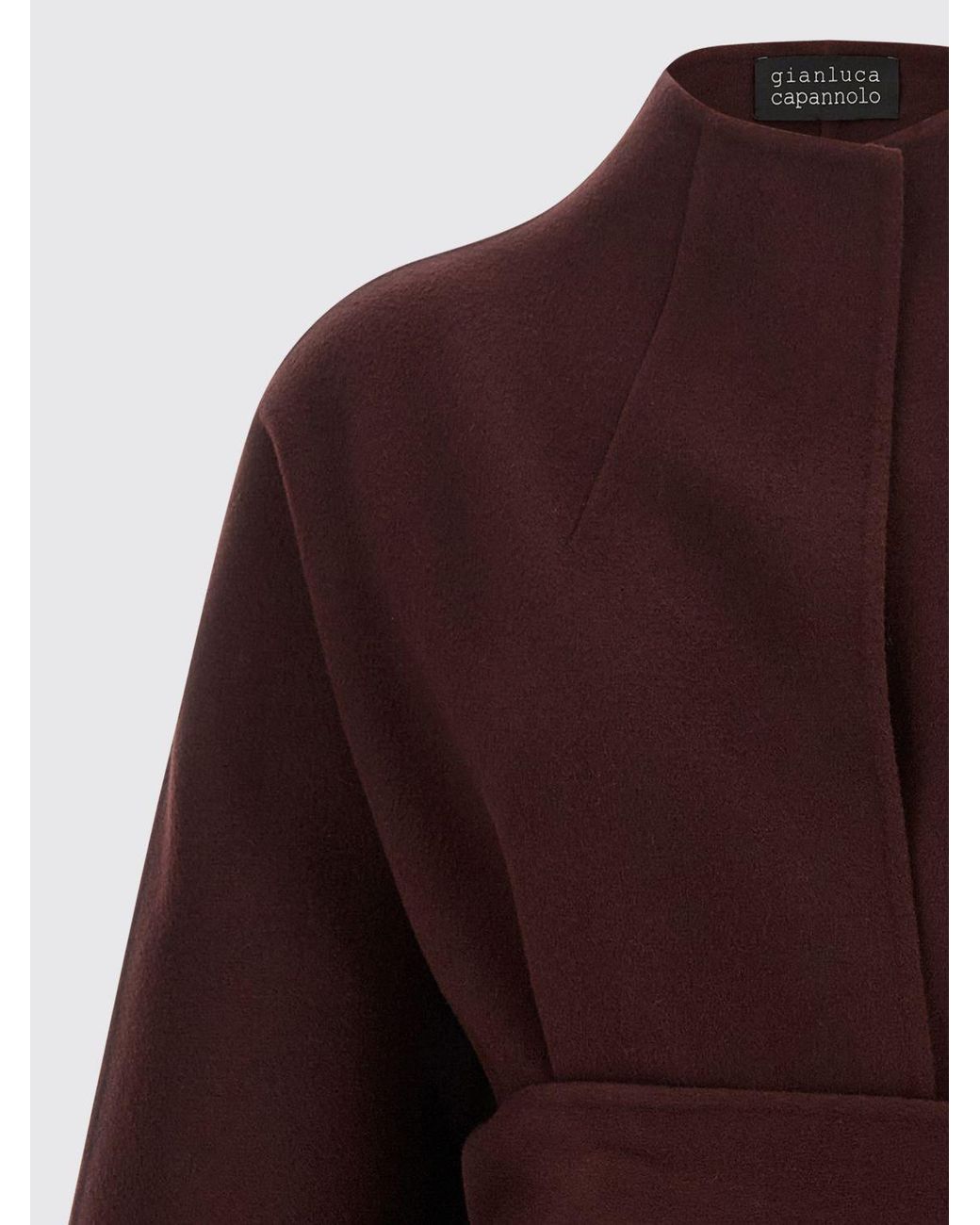 Gianluca Capannolo Red Long Wool-Blend Coat With Belt And High Collar