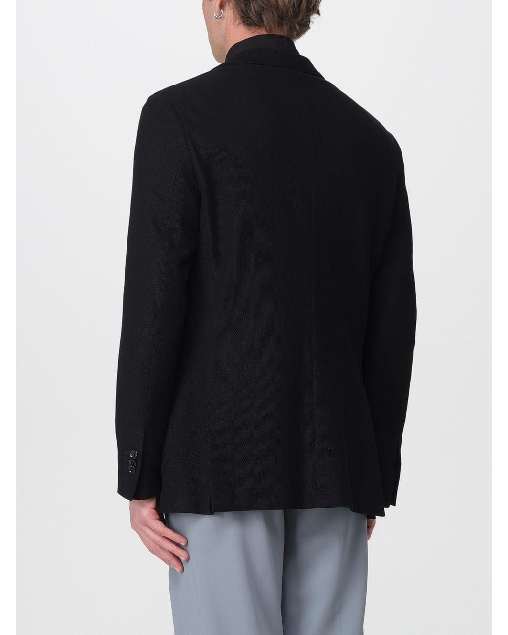 Lardini Black Single-Breasted Jersey Jacket for men