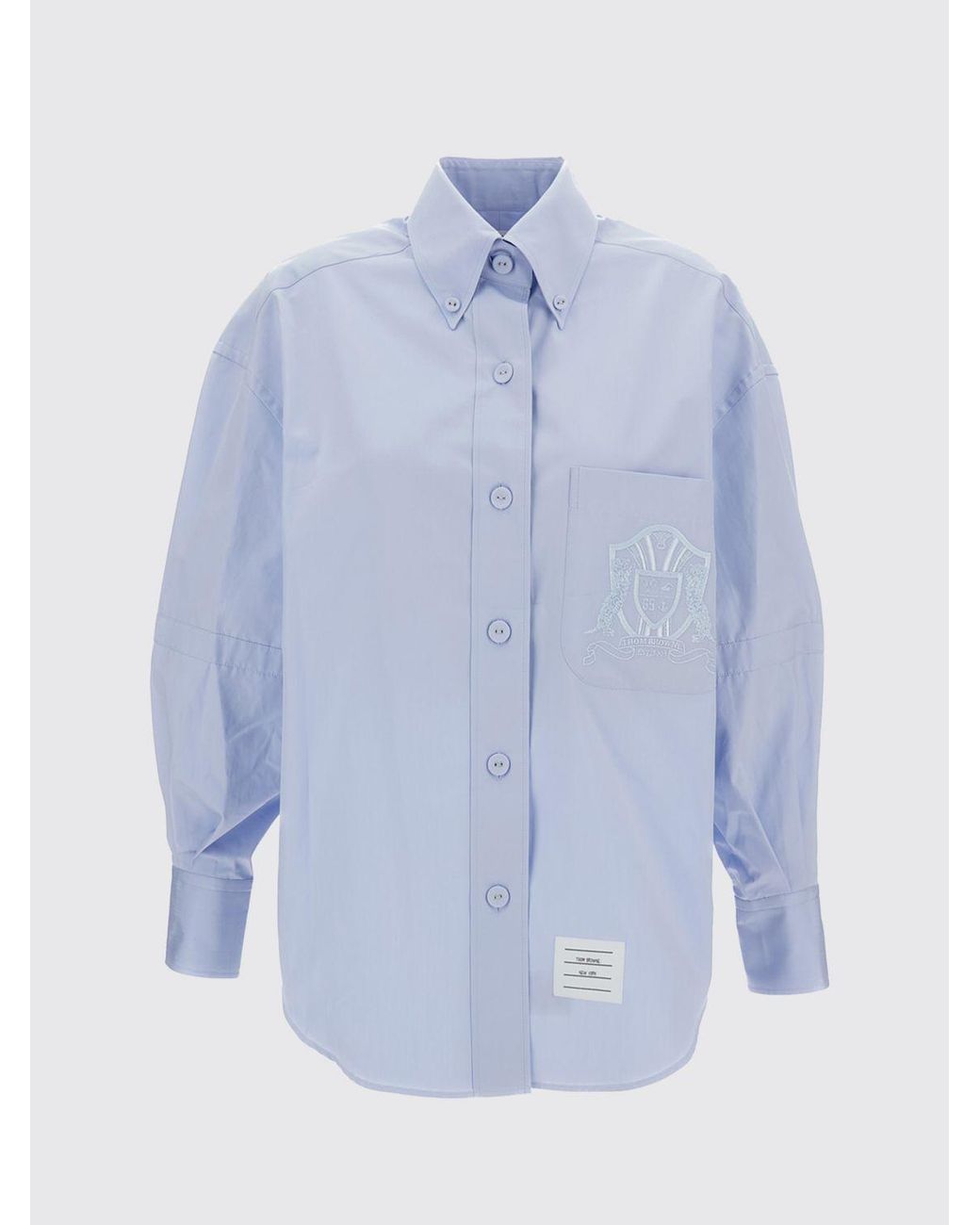 Thom Browne Blue Cotton Shirt With Logo