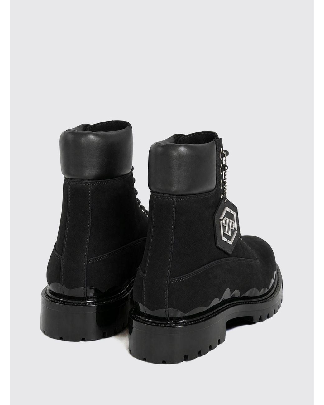 Philipp Plein Black Nabuk Lace-Up Boots Immersed for men