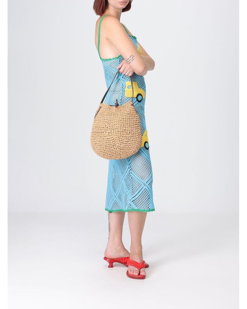 J.W. Anderson Natural Small Bulb Raffia Shoulder Bag With Jw Monogram