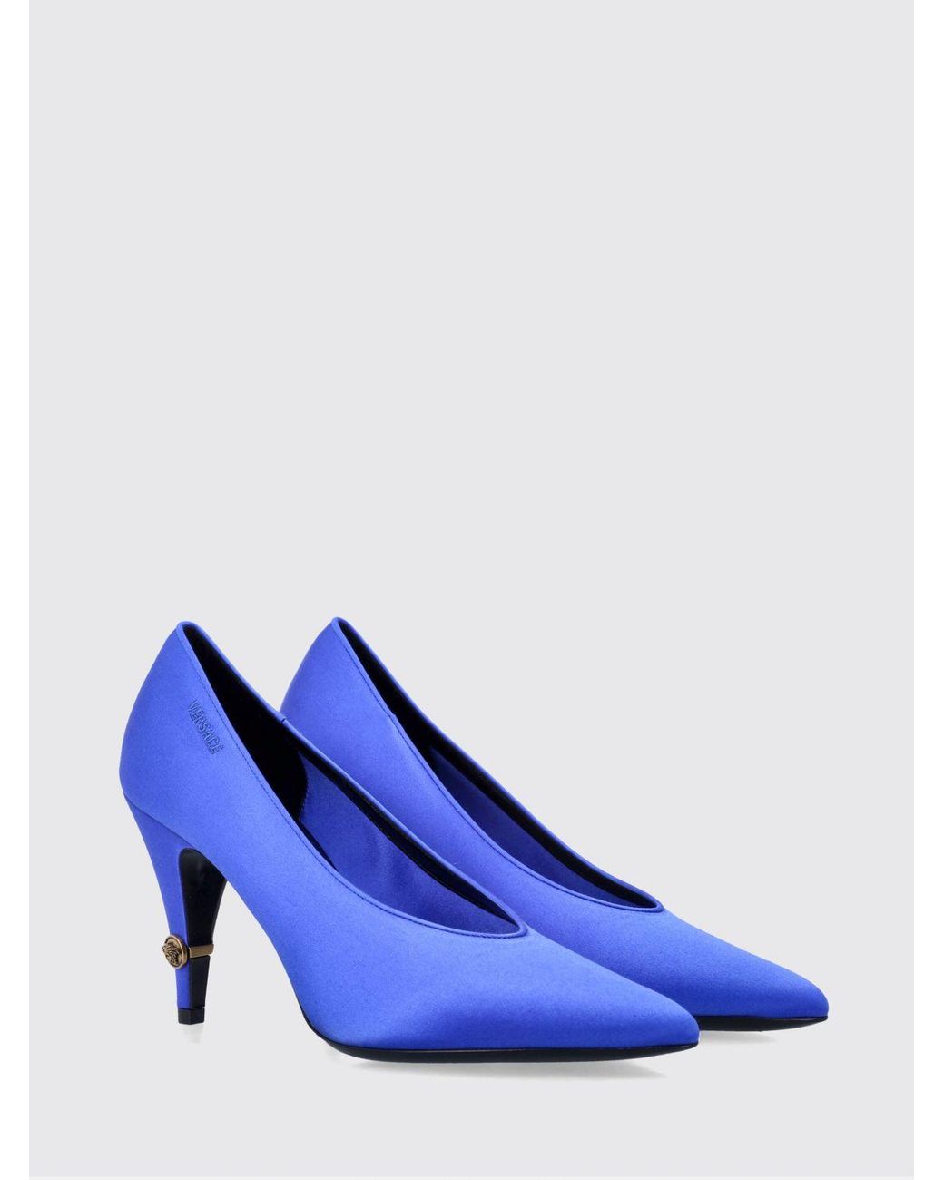 Versace Blue Gianni Satin Pumps