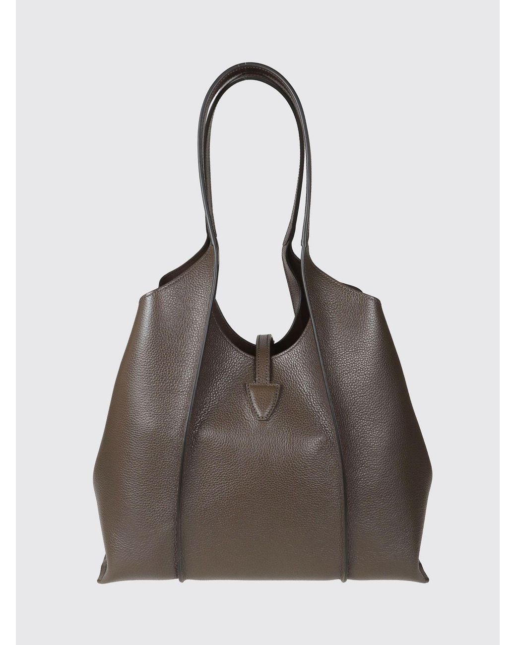 Tod's Brown T Timeless Calfskin Shopping Bag With Logo And Removable Pouch