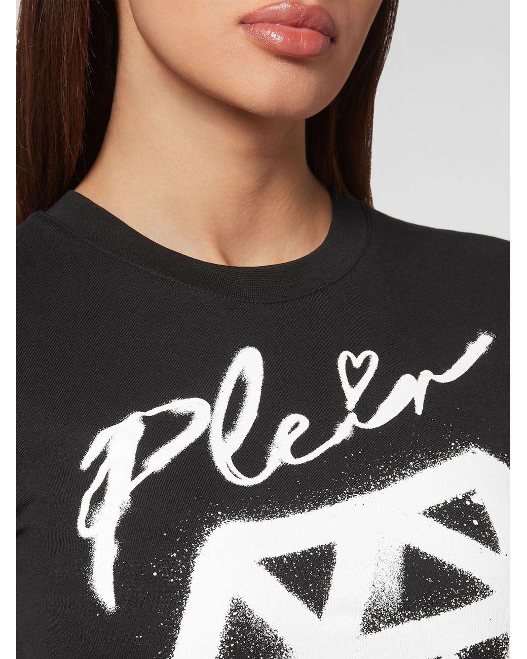 Philipp Plein Black Slim Fit Stretch Cotton T-Shirt With Graphic Logo Print