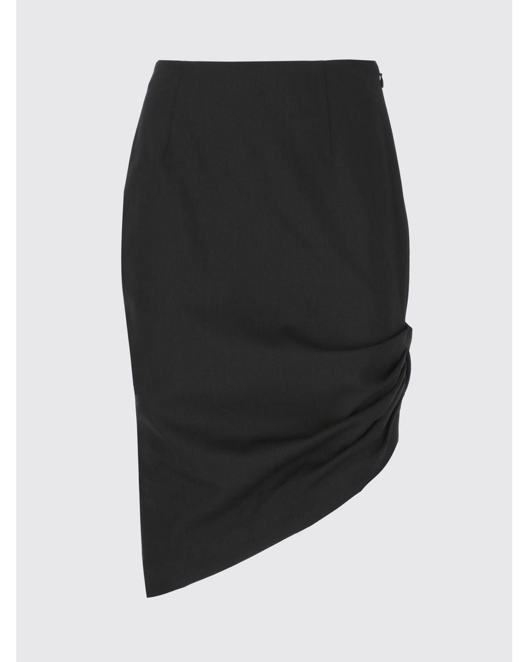 Carolina Herrera Black Asymmetrical Slim Fit Virgin Wool Pencil Mini Skirt