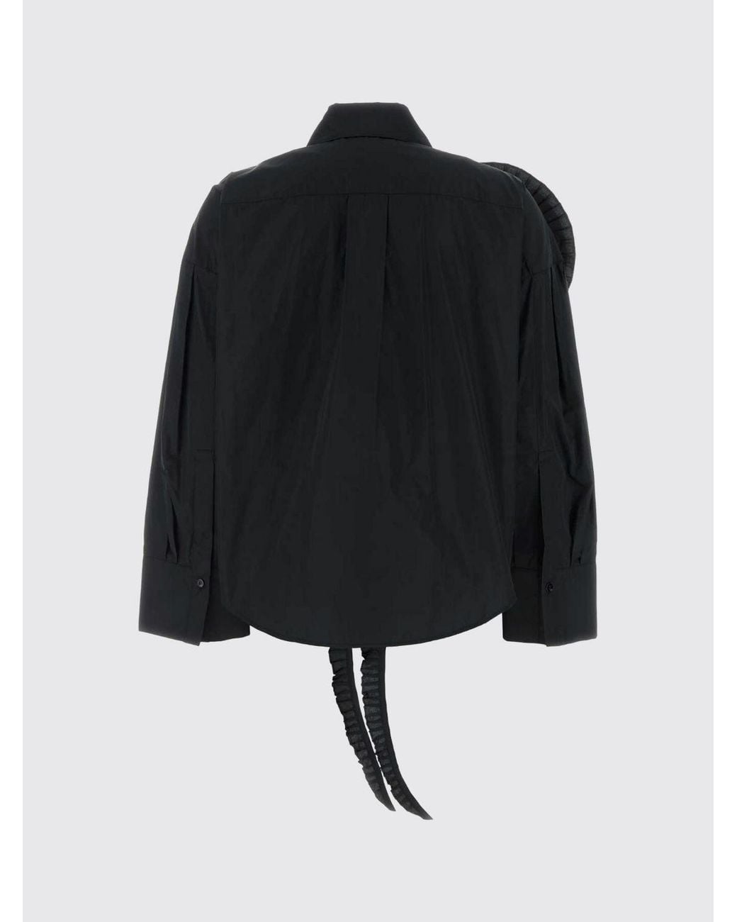 Blumarine Black Cotton Poplin Shirt With Flower Appliqué