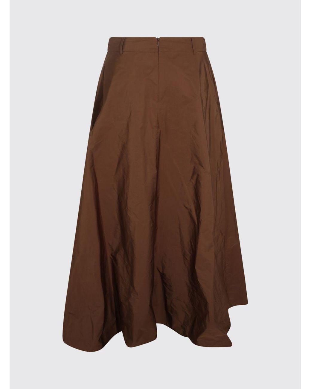 Max Mara Brown High-Waisted Crêpe Full Midi Skirt With Belt Loops