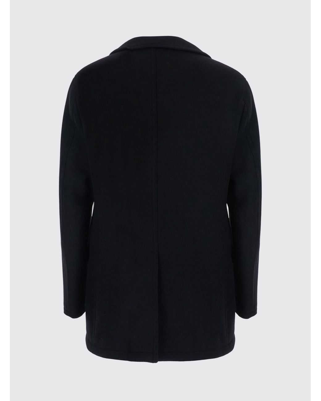 Tagliatore Blue Double-Breasted Knee-Length Wool Coat With Cuff Straps for men