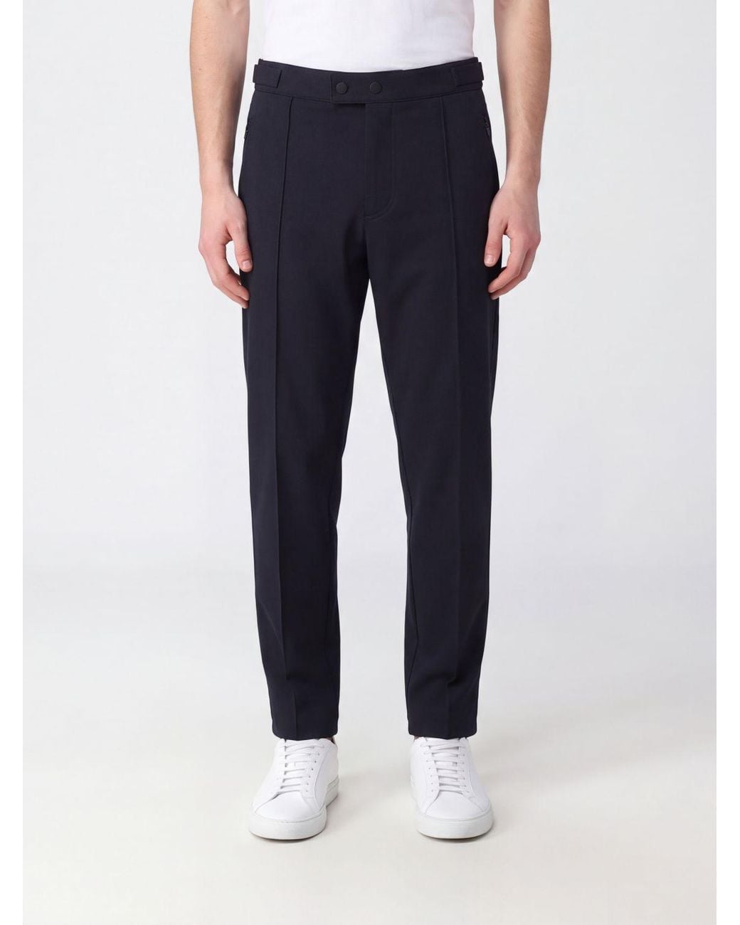 Giorgio Armani Blue Slim Fit Virgin Wool Trousers With Off-Center Closure for men