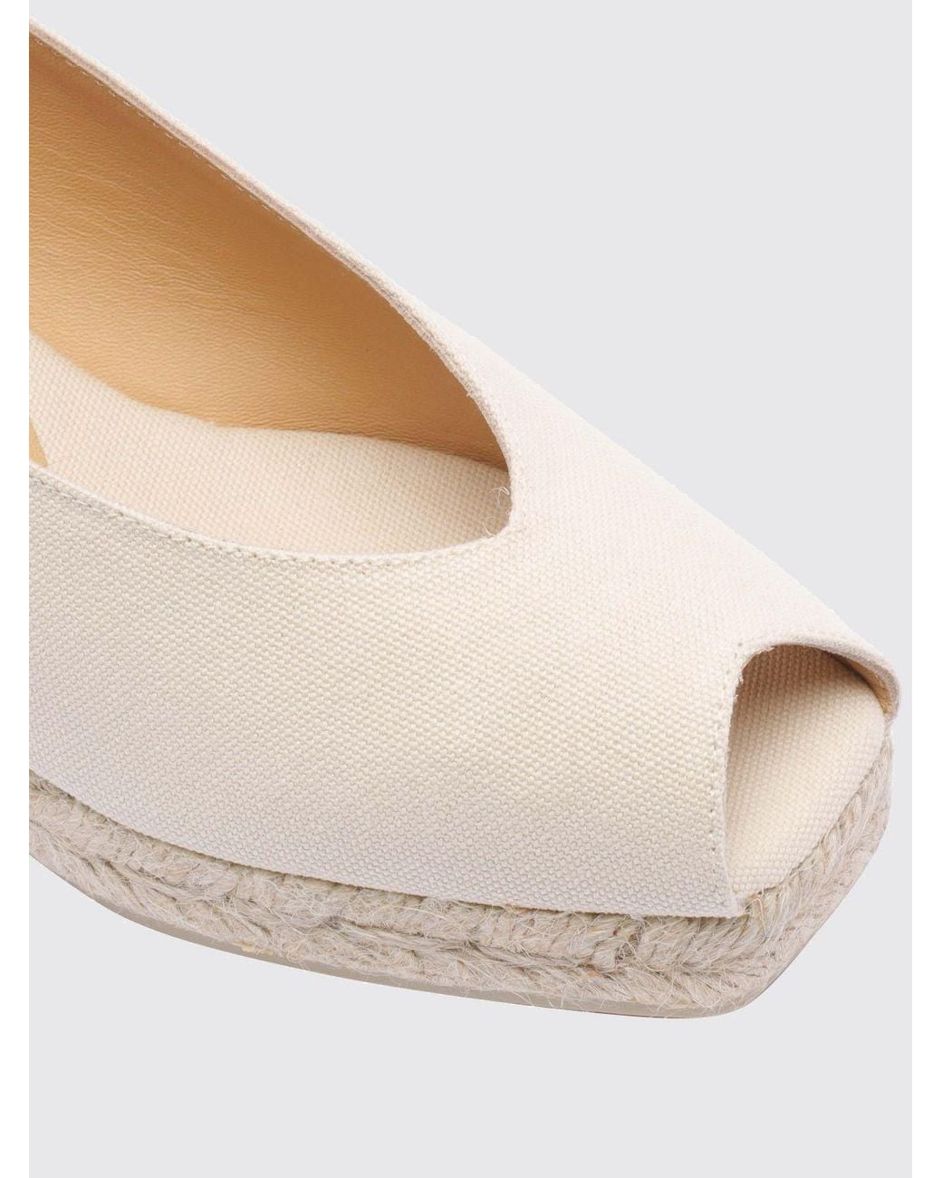 Castaner Natural Dosalia Mid-Wedge Canvas Sandals With Open Toe And Ankle Strap