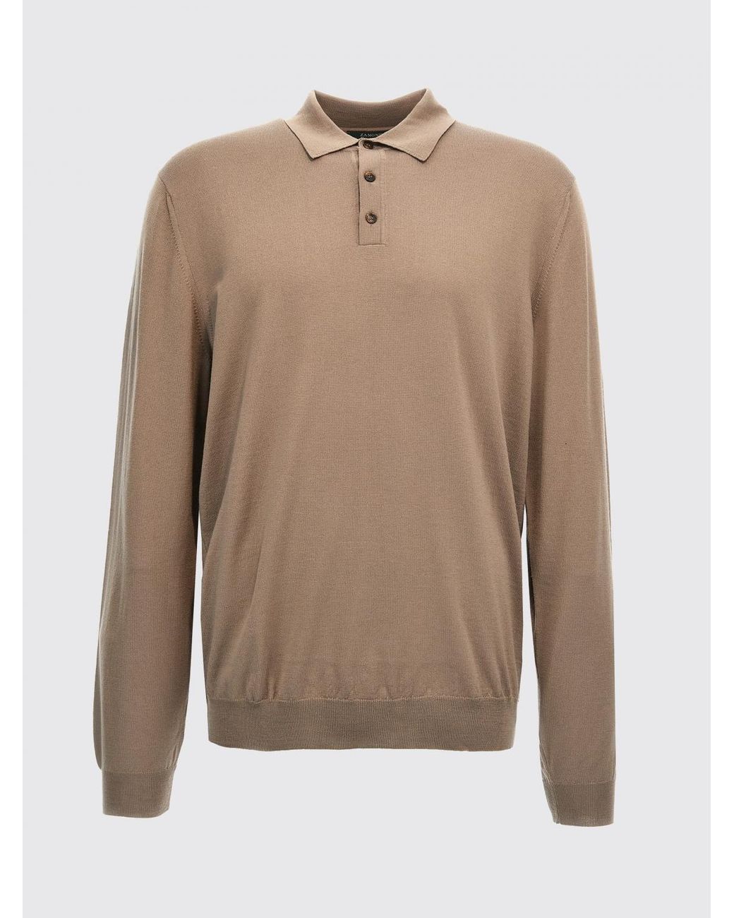 Zanone Natural Virgin Wool Knit Polo Shirt for men
