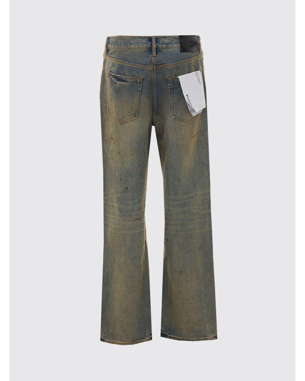 Purple Gray Straight-Fit Bleached Cotton Denim Jeans With Worn Effect for men