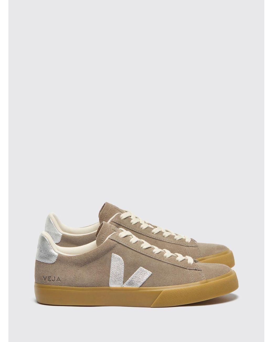 Veja White Campo Low-Top Suede Sneakers With Contrast Logo for men