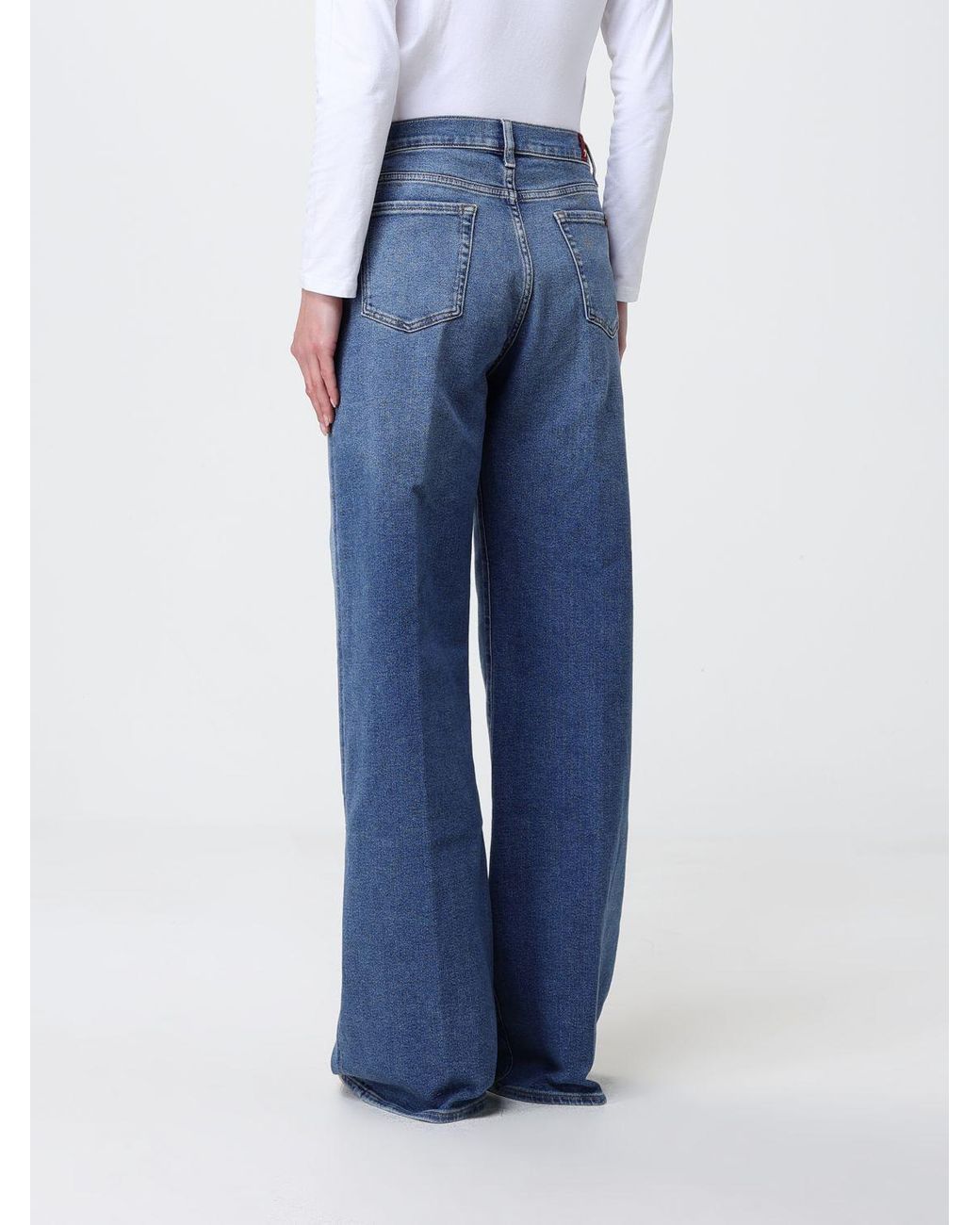 7 For All Mankind Blue Wide Leg Cotton Denim Jeans