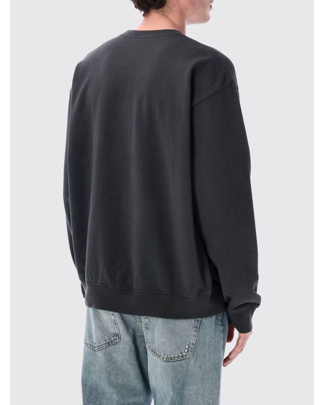 Sporty & Rich Gray Sporty &Amp Rich Printed Cotton Crewneck Sweatshirt for men