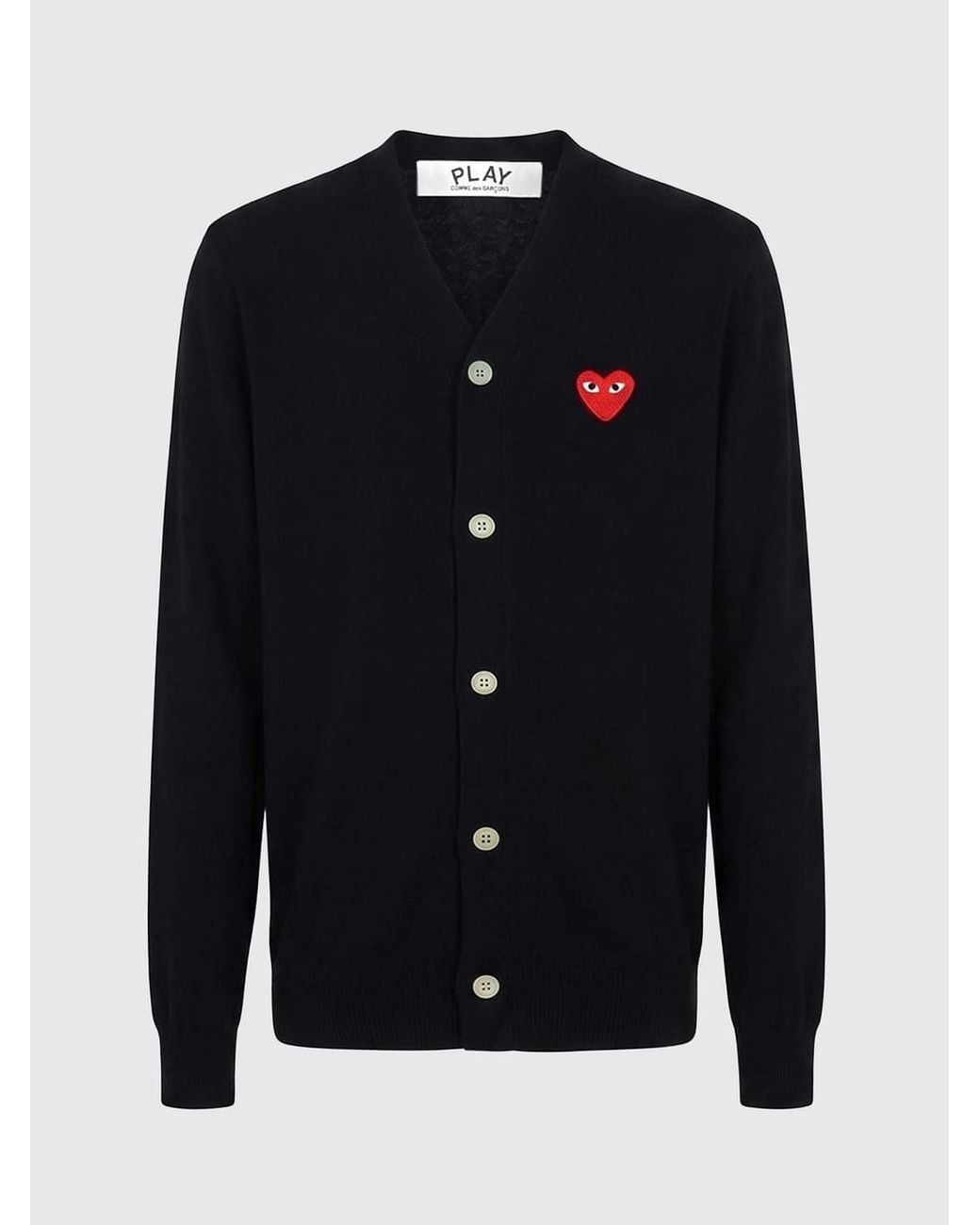 COMME DES GARÇONS PLAY Blue Comme Des GarÇ Ons Play V-Neck Wool Cardigan With An Embroidered Logo for men