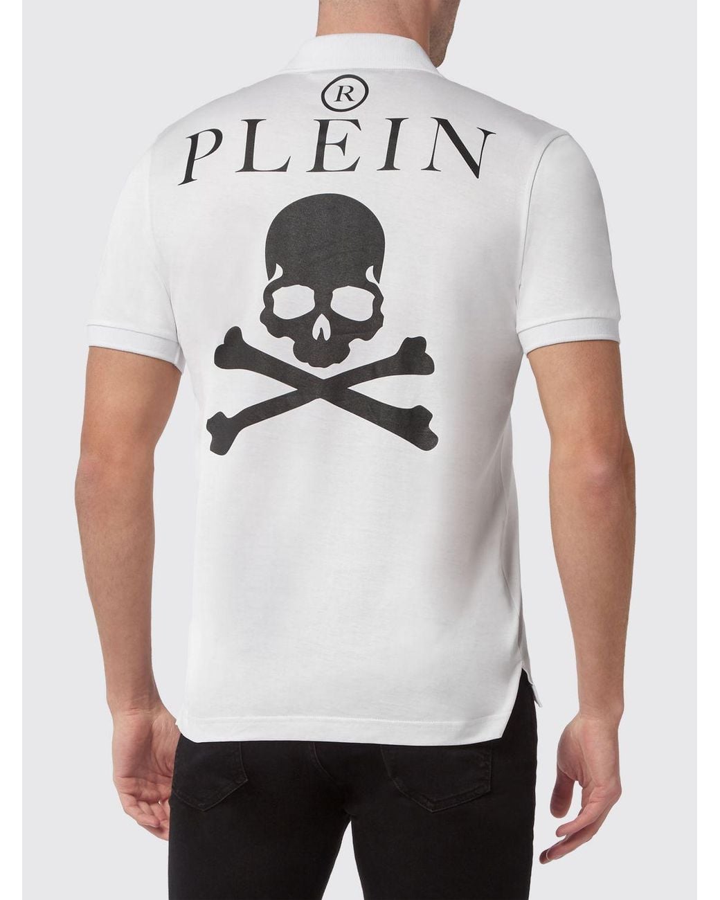 Philipp Plein White Short-Sleeve Cotton Polo Shirt With Skull Print And Logo for men