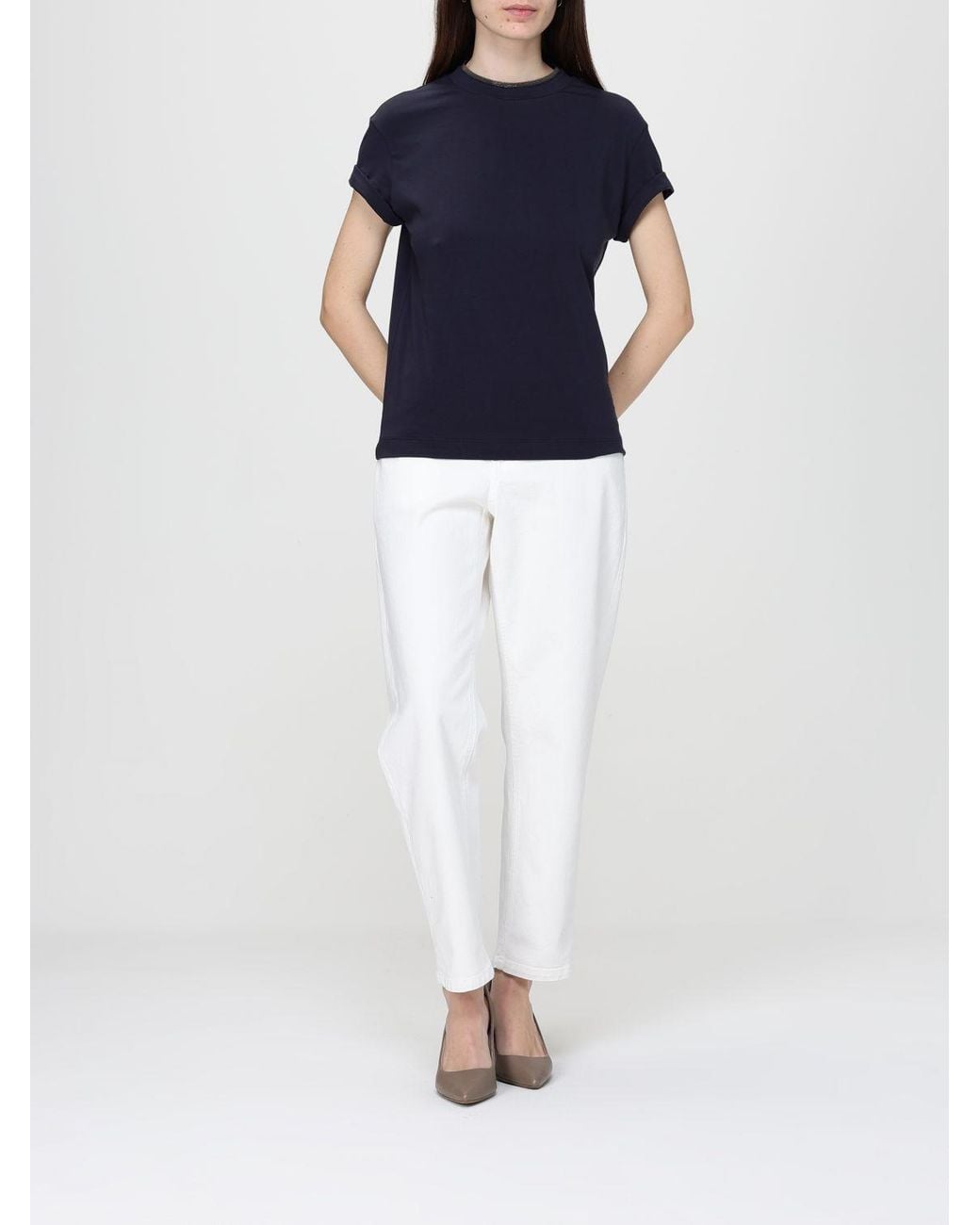 T-Shirt Basic di Brunello Cucinelli in Blue