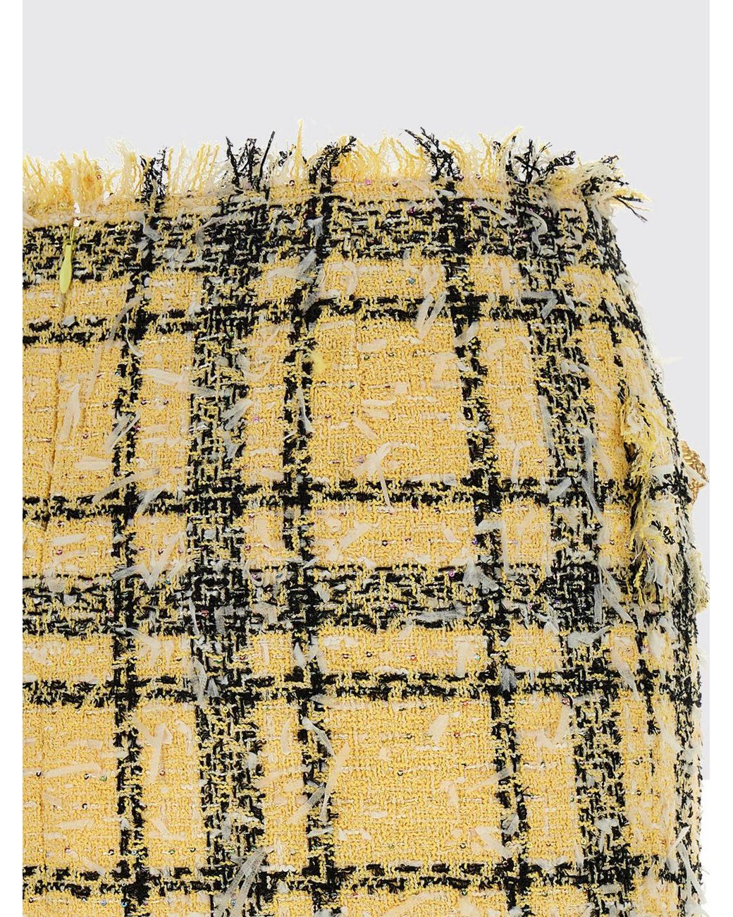 Balmain Yellow Tweed Check Mini Skirt