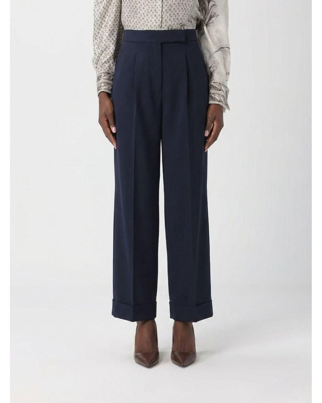 Max Mara Blue Virgin Wool Trousers