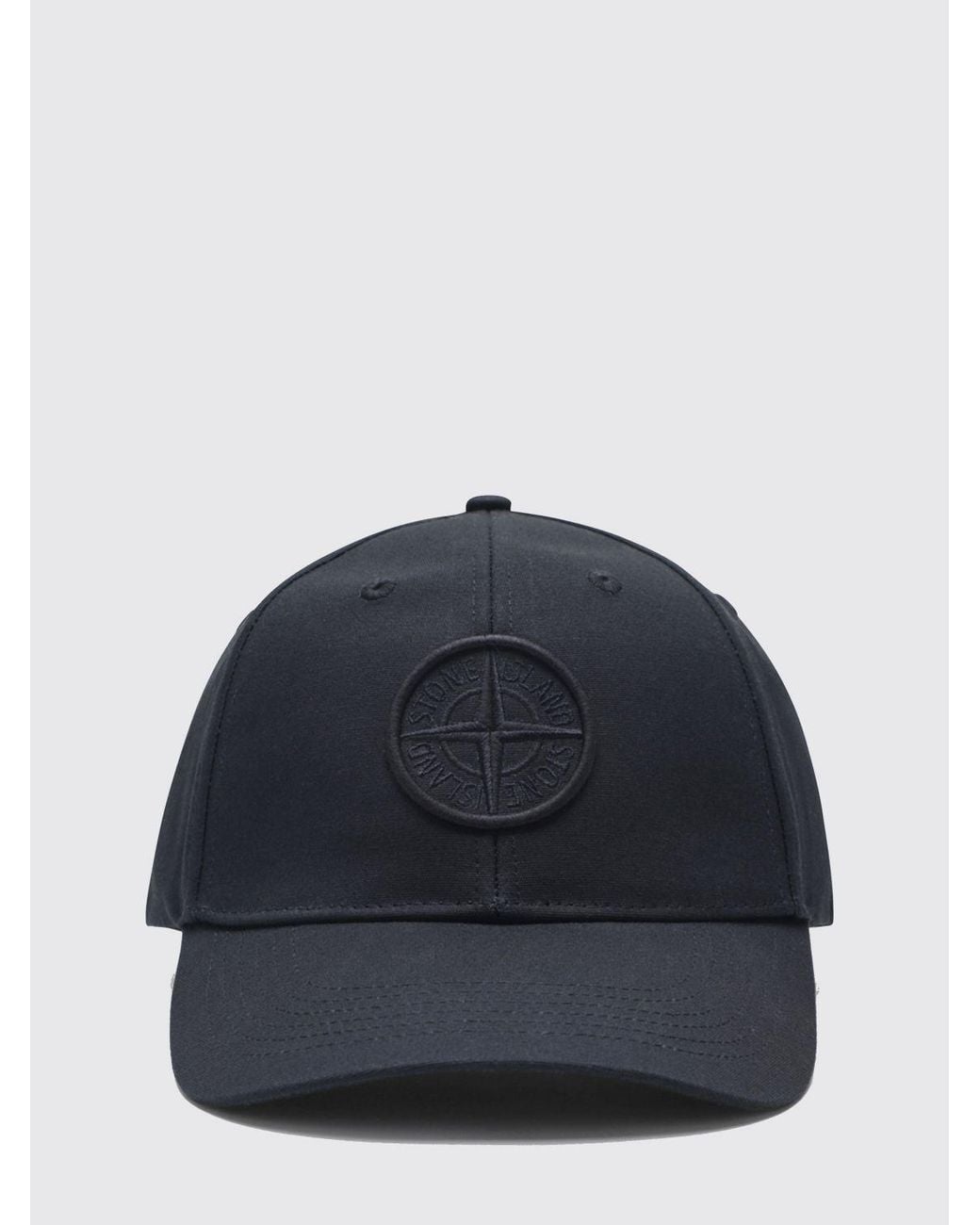 Stone Island Blue Cotton Baseball Cap With Embroidered Compass Logo for men