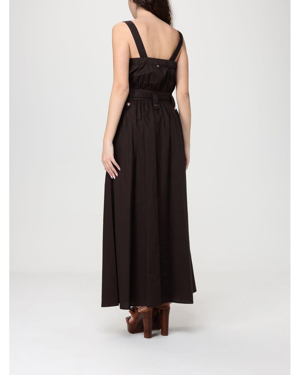 Liu Jo Black Cotton Dress With Floral Print