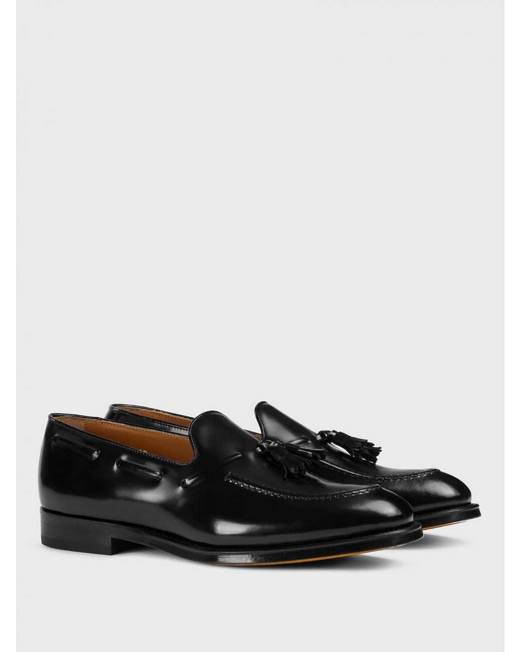 Doucal's Black Brushed Leather Loafers With Tassels for men